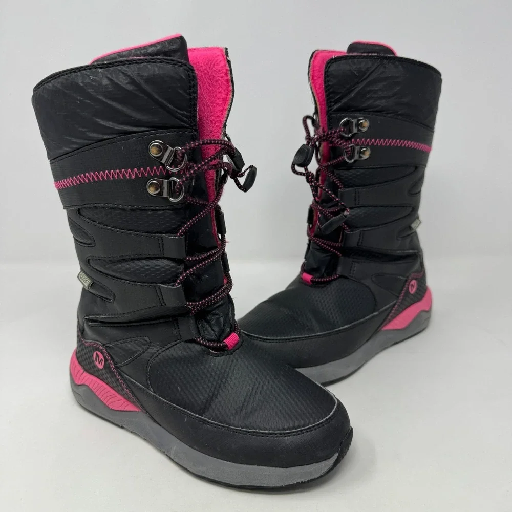Merrell Arctic Blast Snow Boots‎ Black Pink Waterproof Girl Size 13